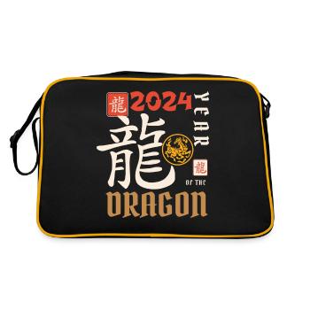Chinese New Year Year Of The Dragon 2024 - Retro Tasche - Schwarz/Gold - Hinten