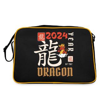 Chinese New Year Year Of The Dragon 2024 - Retro Tasche - Schwarz/Gold - Hinten