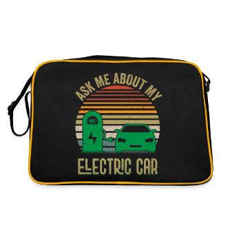 Ask Me About My Electric Car Driver EV Car - Retro Bag - black/gold - Back