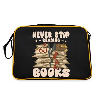 Hör nicht auf zu lesen - Retro Tasche - Schwarz/Gold - Hinten