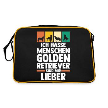 Hund Golden Retriever - Retro Tasche - Schwarz/Gold - Hinten