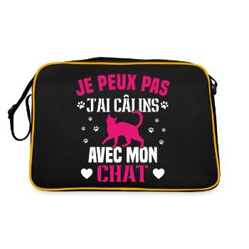je peux pas j ai câlins avec mon chat humour chat - Sac Retro - noir/or - Dos
