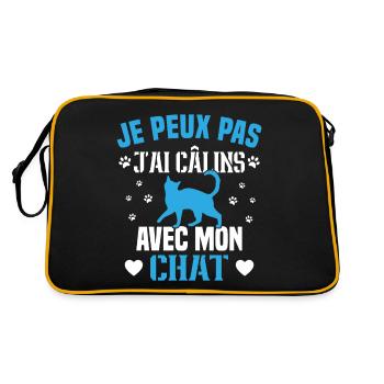 je peux pas j ai câlins avec mon chat humour chat - Sac Retro - noir/or - Dos