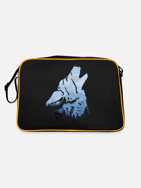 Cadeau de loup hurlant - Sac Retro - noir/or - Dos