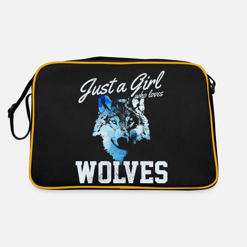 Wolf Geschenk - Retro Tasche - Schwarz/Gold