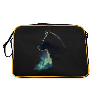 Wolf Nordlicht Finnland Geschenk - Retro Tasche - Schwarz/Gold - Hinten