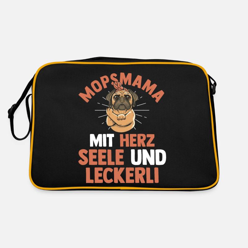 Mopsmama Hund Mops Retro Tasche