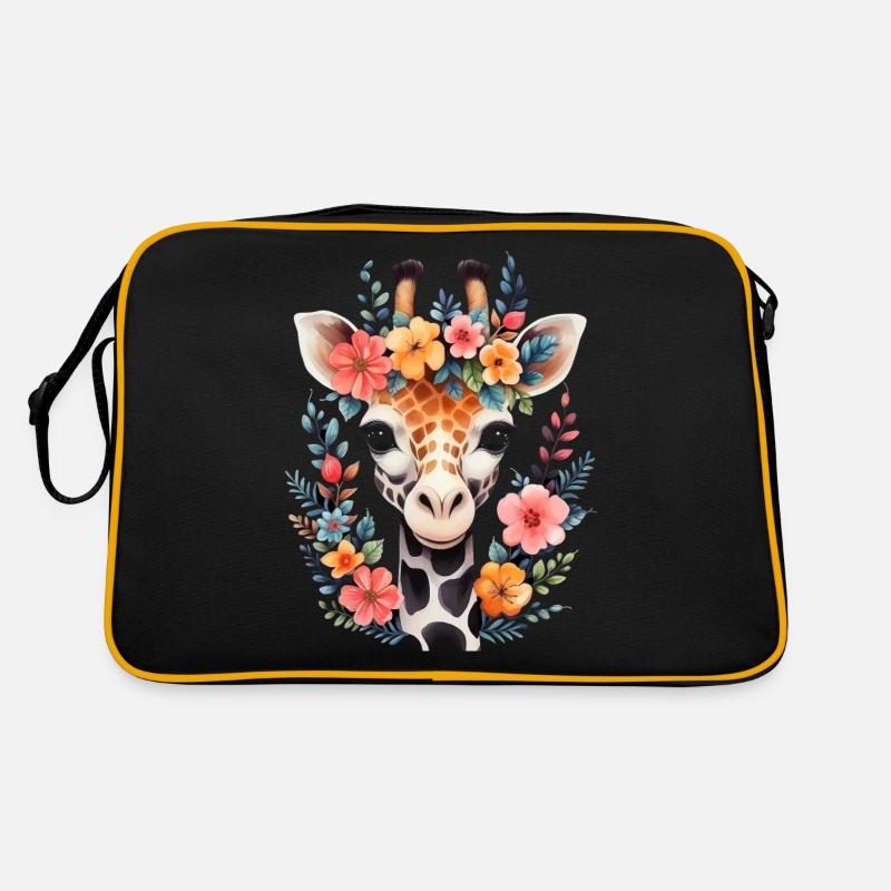 Giraffe Blumen Tier Geschenk Retro Tasche