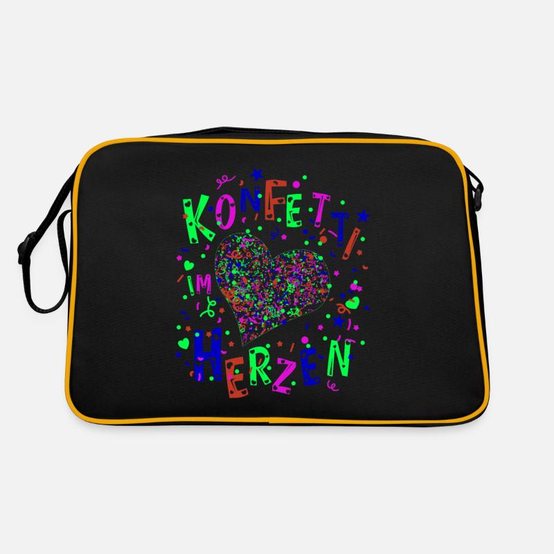 Konfetti im Herzen für Karneval oder Fasching Retro Tasche