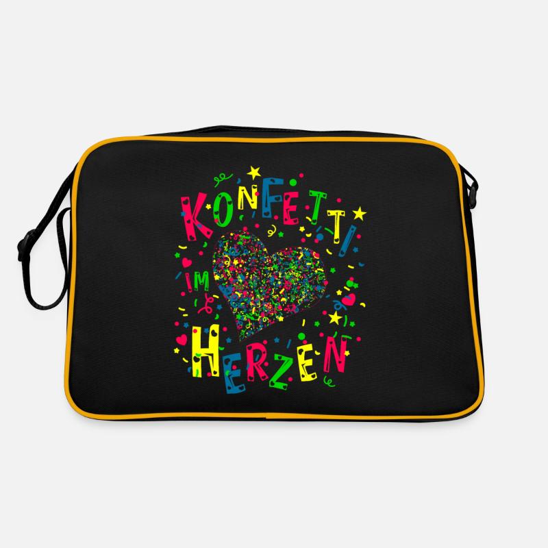 Konfetti im Herzen für Karneval oder Fasching Retro Tasche