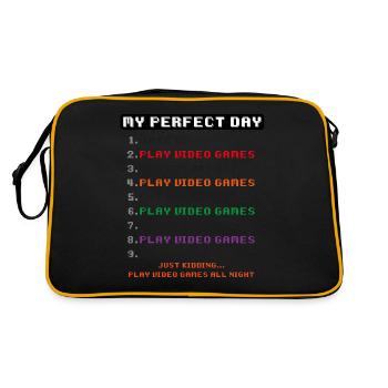 Vintage Gamer tee for Boy Girl Kids Perfect Day - Retro Bag - black/gold - Back