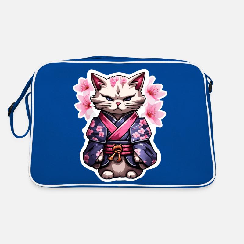 Samurai Katze & Kirschblüten #5 Retro Tasche