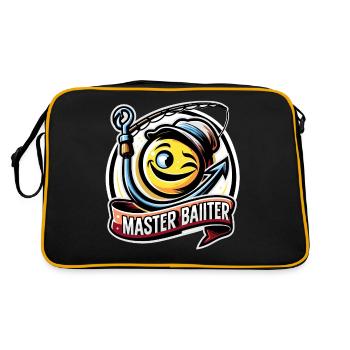 Freche Master Baiter Fishing Cartoon T-Shirt - Retro Tasche - Schwarz/Gold - Hinten