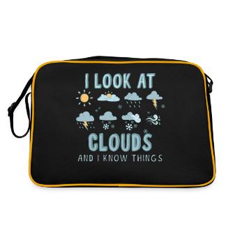 Ich Sehe Die Wolken An Und Weiß Dinge - - Retro Tasche - Schwarz/Gold - Hinten