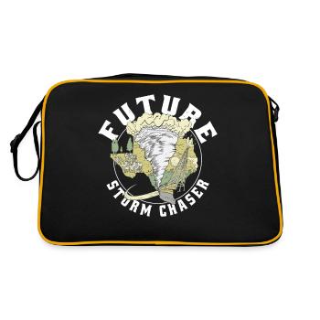 Zukünftige Sturmjäger - Wolkengucker Wettermann - Retro Tasche - Schwarz/Gold - Hinten