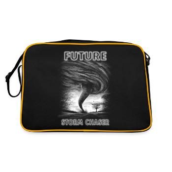 Zukünftige Sturmjäger - Wolkengucker Wettermann - Retro Tasche - Schwarz/Gold - Hinten