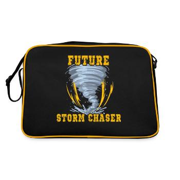 Zukünftige Sturmjäger - Wolkengucker Wettermann - Retro Tasche - Schwarz/Gold - Hinten