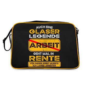 Glaser lustiges Rente Pension - Retro Tasche - Schwarz/Gold - Hinten