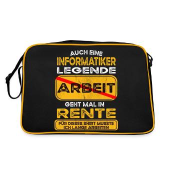 Informatiker lustiges Rente Pension - Retro Tasche - Schwarz/Gold - Hinten