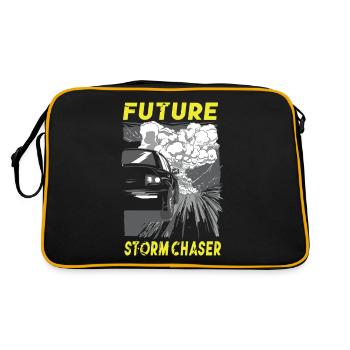 Zukünftige Sturmjäger - Wolkengucker Wettermann - Retro Tasche - Schwarz/Gold - Hinten