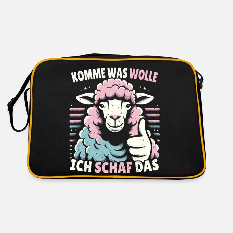 Schaf Motivation Prüfung Glück Spruch Geschenk - Retro Tasche - Schwarz/Gold