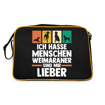 Hund Weimaraner - Retro Tasche - Schwarz/Gold - Hinten