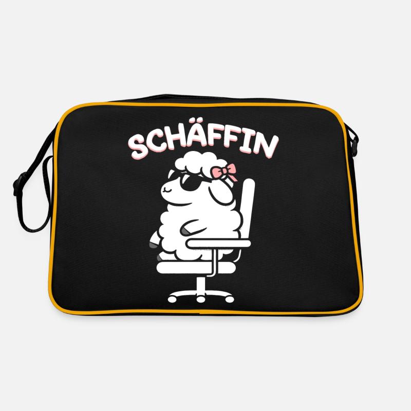 Chef Chefin Schaf Geschenk Schäfin Spruch - Retro Tasche - Schwarz/Gold