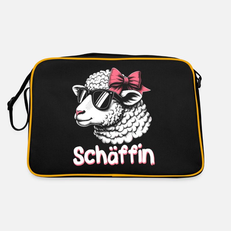 Chef Chefin Schaf Geschenk Schäfin Spruch - Retro Tasche - Schwarz/Gold