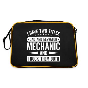 Funny Elevator Inspector Dad And Elevator Mechanic - Retro Bag - black/gold - Back