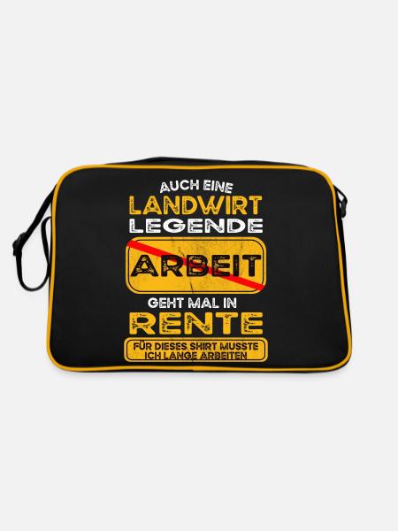 Landwirt lustiges Rente Pension - Retro Tasche - Schwarz/Gold - Hinten
