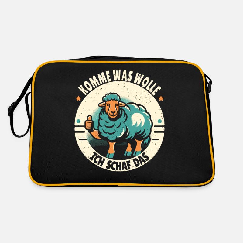 Schaf Motivation Prüfung Glück Spruch Geschenk - Retro Tasche - Schwarz/Gold