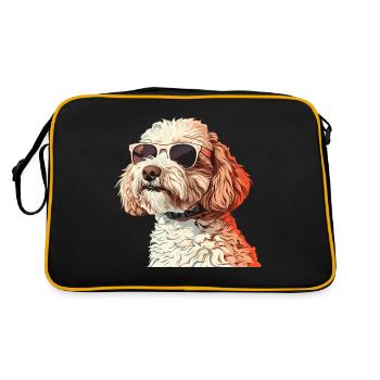 Labradoodle Doodle Hunde Mama Pelziger Freund - Retro Tasche - Schwarz/Gold - Hinten