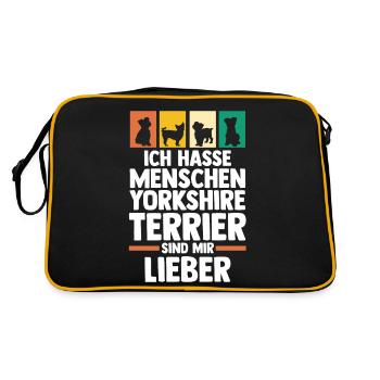 Hund Yorkshire Terrier - Retro Tasche - Schwarz/Gold - Hinten