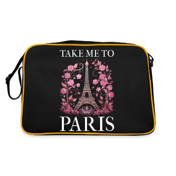 Paris, France, Tour Eiffel, Souvenir - Sac Retro - noir/or - Dos