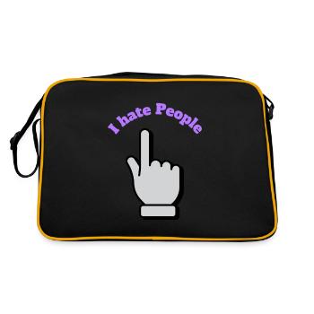 I hate People - Retro Tasche - Schwarz/Gold - Hinten