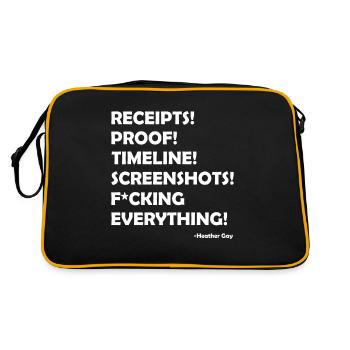 Quittungen Proof Timeline Screenshots Alles - Retro Tasche - Schwarz/Gold - Hinten