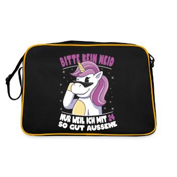 Bitte Kein Neid Weil Ich Mit 24 So Gut Aussehe - Retro Tasche - Schwarz/Gold - Hinten