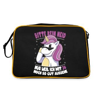 Bitte Kein Neid Weil Ich Mit 34 So Gut Aussehe - Retro Tasche - Schwarz/Gold - Hinten