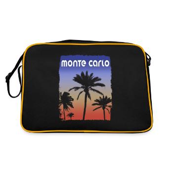 Monte Carlo Coucher De Soleil Vacances Souvenir Palmier - Sac Retro - noir/or - Dos