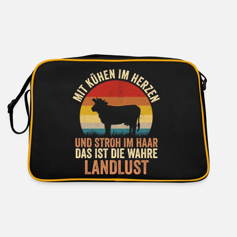 Kuh Bauer Bauernhof Kuhbauer Kühe Retro Tasche