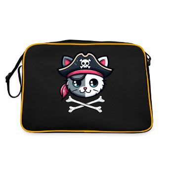 Lets Get Shipwrecked Cute Cat Pirate Gasparilla - Retro Bag - black/gold - Back