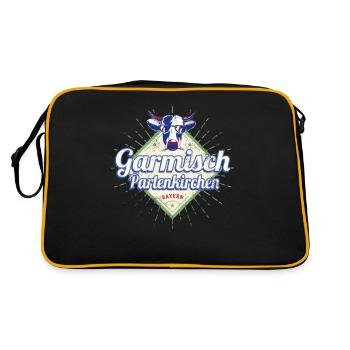Garmisch Partenkirchen Bayern Deutschland Mit Kuh - Retro Tasche - Schwarz/Gold - Hinten