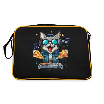 Outer Space Cat Pizza Disc Jockey - Interstellar - Retro Bag - black/gold - Back