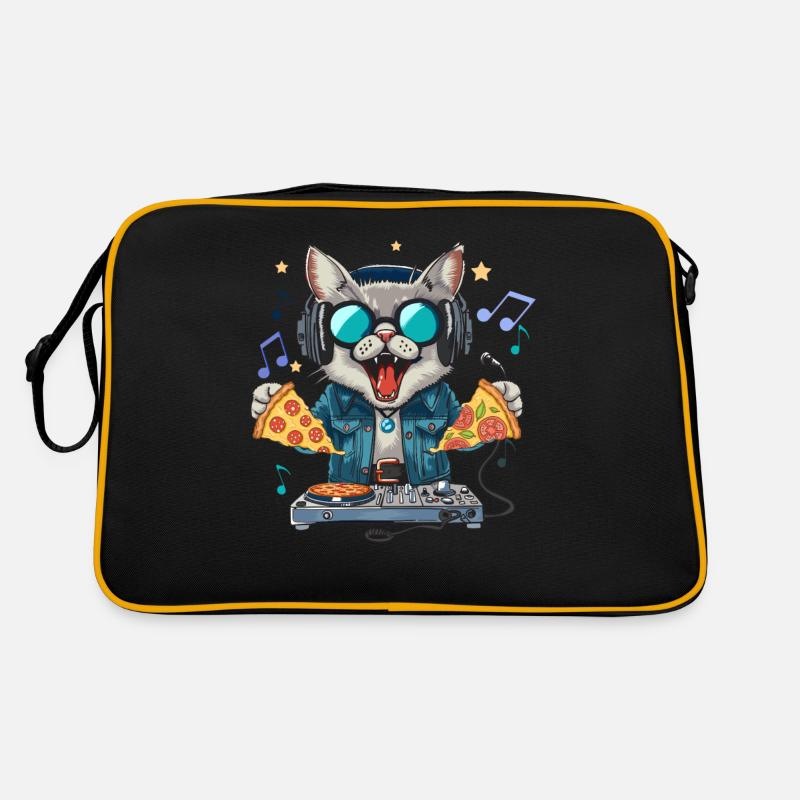 Outer Space Cat Pizza Disc Jockey - Interstellar Retro Bag