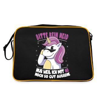 Bitte Kein Neid Weil Ich Mit 60 So Gut Aussehe - Retro Tasche - Schwarz/Gold - Hinten