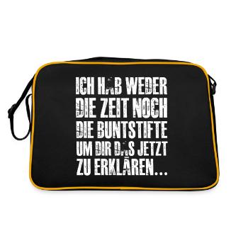 Ich Hab Weder Die Zeit Noch Die Buntstifte - Retro Tasche - Schwarz/Gold - Hinten
