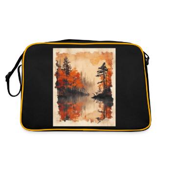 Classic Scenery Papyrus Scroll Onsen Japanese - Retro Bag - black/gold - Back