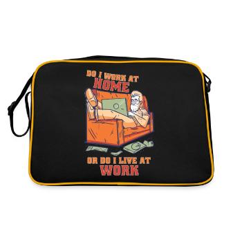Arbeite Ich Zu Hause Oder Lebe Ich Bei Der Arbeit - Retro Tasche - Schwarz/Gold - Hinten