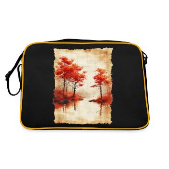 Classic Scenery Papyrus Scroll Onsen Japanese - Retro Bag - black/gold - Back