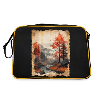Classic Scenery Papyrus Scroll Onsen Japanese - Retro Bag - black/gold - Back
